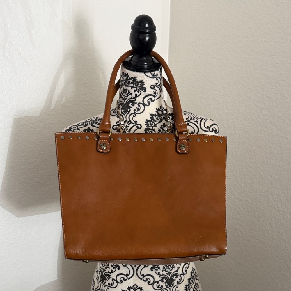 Patricia Nash Tritan Classic Tan Leather Tote with Stud Trim
